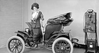 Historic electric car and charging unit