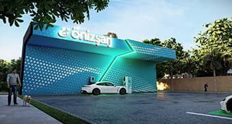 Electric car charging at a DC charging station