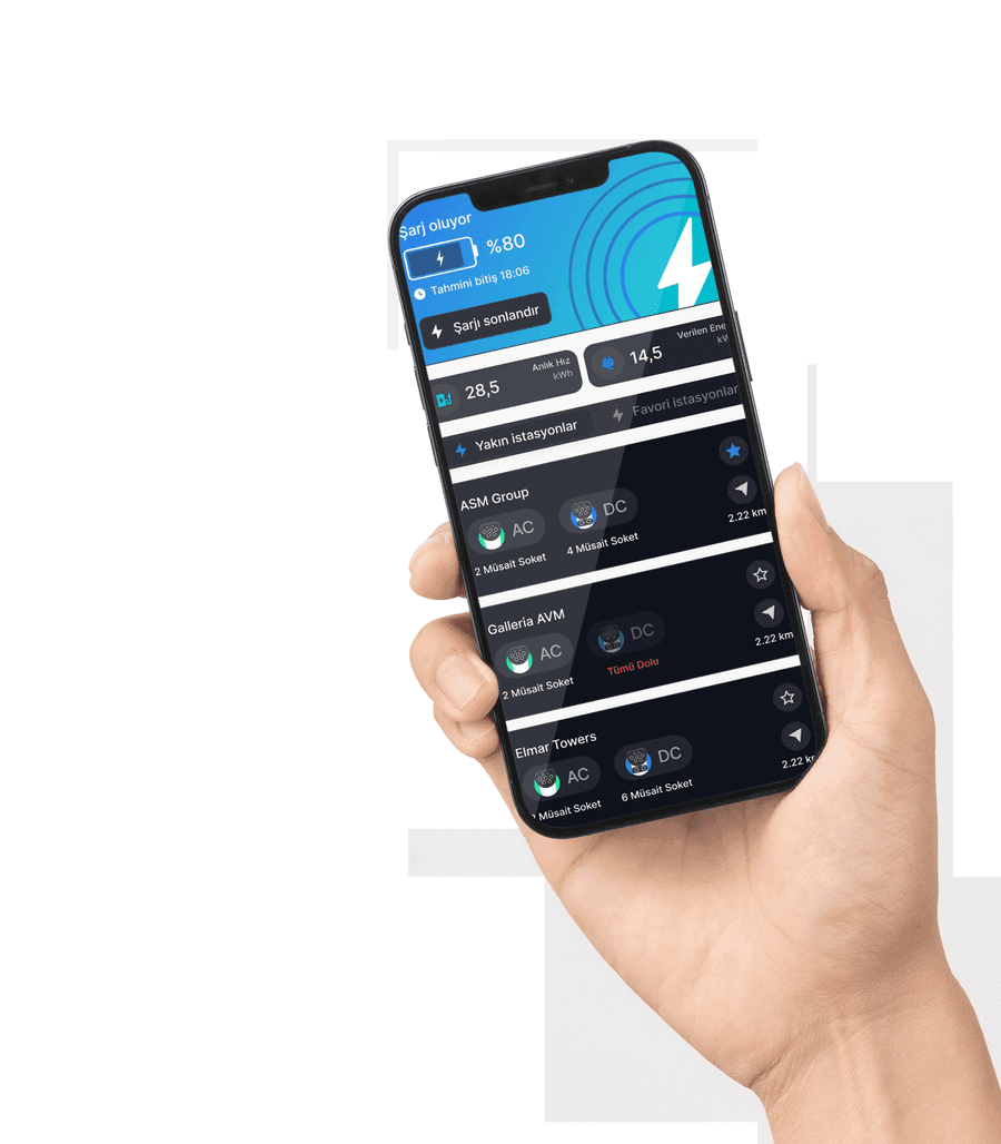 Phone displaying the önizşarj mobile application